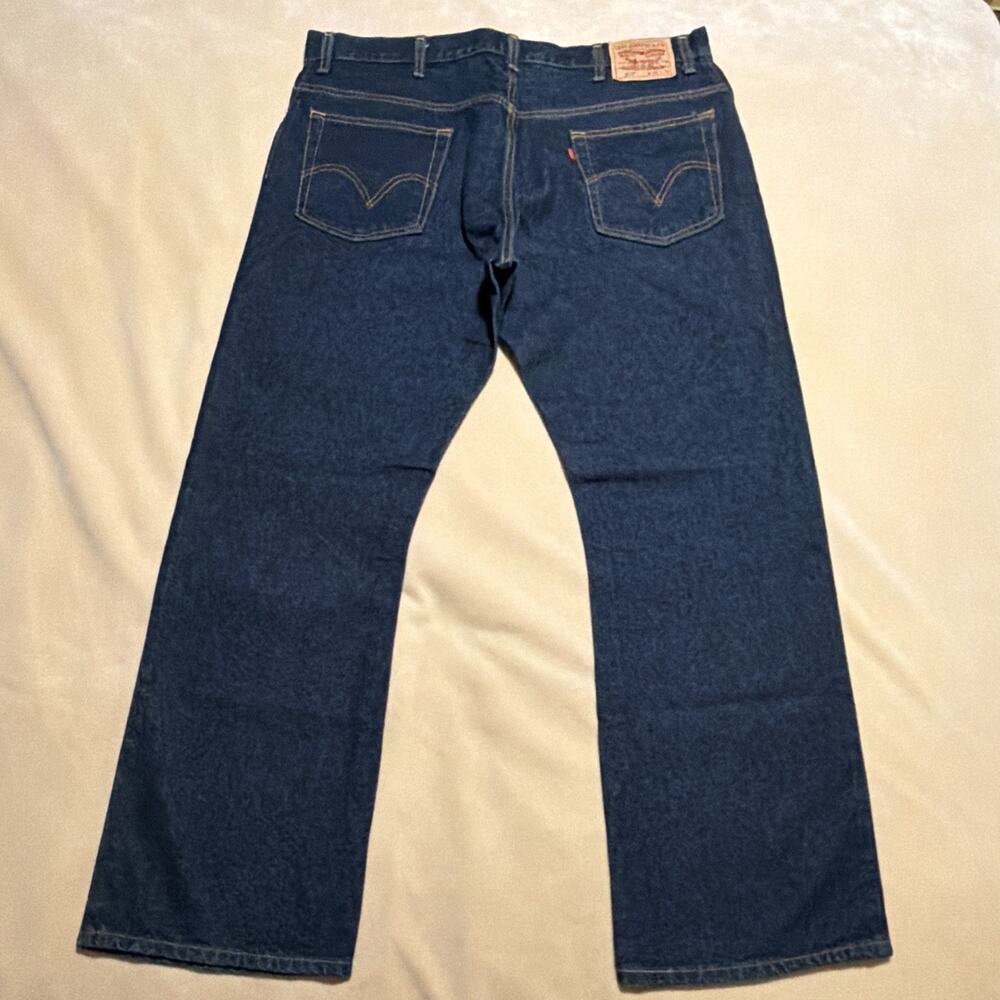 Levi's Bootcut Blue 42x32 Dark Wash Denim Jeans 100% Cotton 5-Pocket Logo